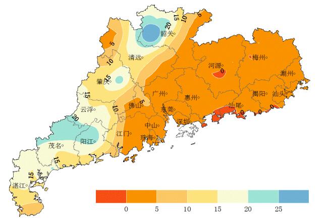 2020年1月广东省降水量(毫米)