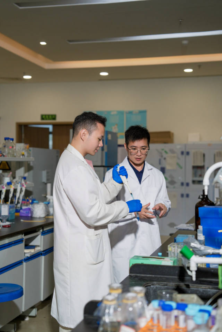 陈森华指导学生开展实验。